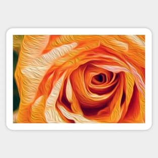 Orange rose oil paint effect. Sticker